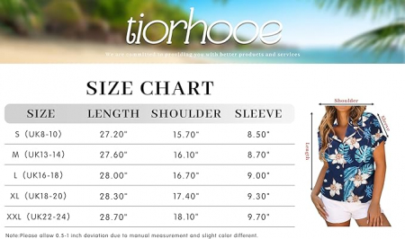 Cămașă hawaiană cu manecă scurtă pentru femei Hohololo, multicolor, XL [7]