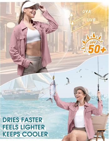 Camasa pentru femei 33,000ft, cu protectie UV UPF50+, roz, XL [3]