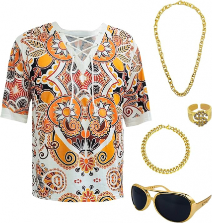 TOATE PRODUSELE - Camasa XonyiCos Hippie pentru barbati, anii 70 și 80 Disco Party