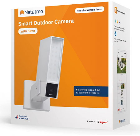 Cameră de supraveghere de exterior inteligentă Netatmo cu sirenă de 105 dB, WiFi, detectarea mișcării, vedere nocturna, alb, NOC-SW-IB [3]