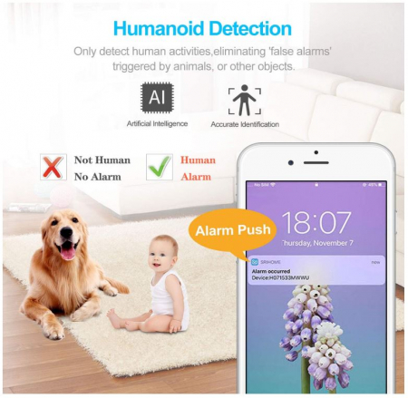 Cameră de supraveghere SriHome SH029 WiFi, pentru interior și exterior, alb [4]