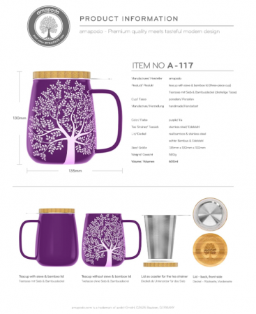 Cana de ceai din portelan cu infuzor 600 ml [4]