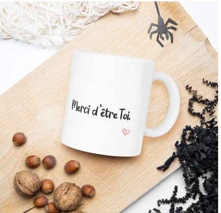 Cana pentru cadou cu mesaj "Merci d'etre Toi" (Mulțumesc că ești tu), ceramica, 320 ml [6]