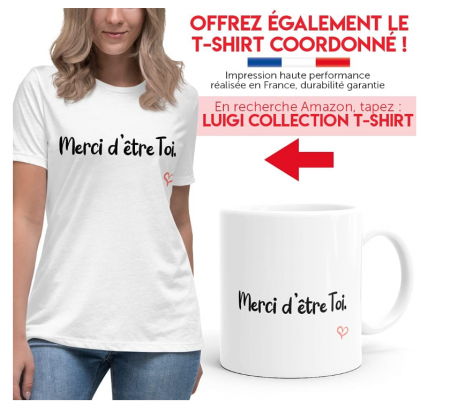 Cana pentru cadou cu mesaj "Merci d'etre Toi" (Mulțumesc că ești tu), ceramica, 320 ml [4]