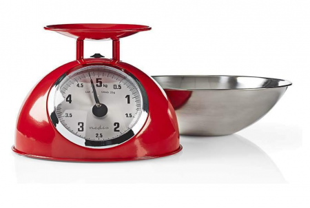Cantar de bucatarie cu bol NEDIS Retro Analogo Metal Rosu, KASC110RD [2]