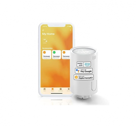 Accesorii calorifere - Cap termostatic inteligent pentru radiator Meross compatibil cu HomeKit, Wifi, M30 x 1,5 mm, 6 adaptoare