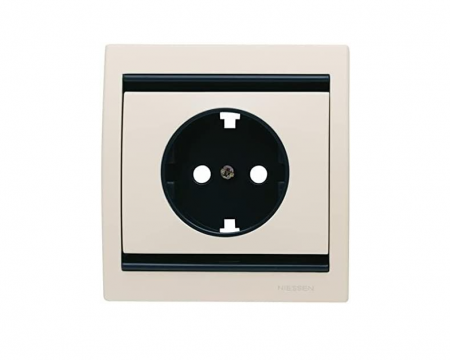 Produse complementare iluminat - Capac priza Niessen cu 2 poli + unde de pamant laterale cupru satinat