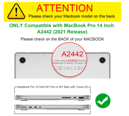 Carcasă FINTIE pentru MacBook Pro 14" A2442 M1 Pro/Max, transparent [2]