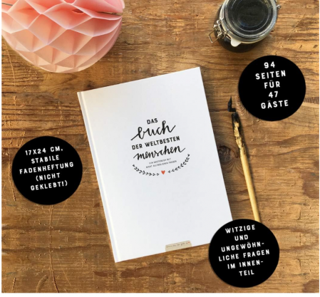 Carte de oaspeți de nuntă amuzantă, cu întrebări de completat, limba germană, 17 x 24.5 cm [4]