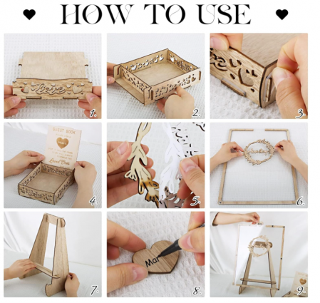 Carte de oaspeți pentru nuntă pentru semnături BOFUNX + 69 inimioare [7]