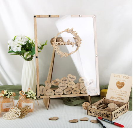 Carte de oaspeți pentru nuntă pentru semnături BOFUNX + 69 inimioare [6]