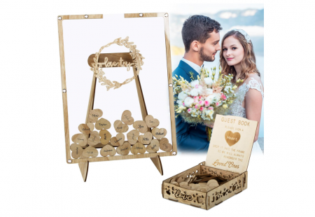 Carte de oaspeți pentru nuntă pentru semnături BOFUNX + 69 inimioare [0]