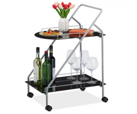 TOATE PRODUSELE - Cărucior de servire Relaxdays, 2 rafturi, roți rotative, 84 x 45 x 60 cm