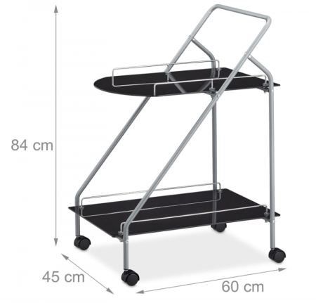 Cărucior de servire Relaxdays, 2 rafturi, roți rotative, 84 x 45 x 60 cm [3]