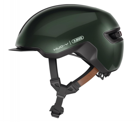 Ciclism - Cască de bicicletă ABUS Urban HUD-Y cu lumină spate LED, inchidere magnetică, unisex, marime M(54-58cm), verde