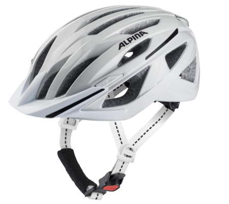 Ciclism - Cască de bicicletă ALPINA HAGA Urban cu lumină LED integrată pentru adulți, alb lucios, 51-56 cm
