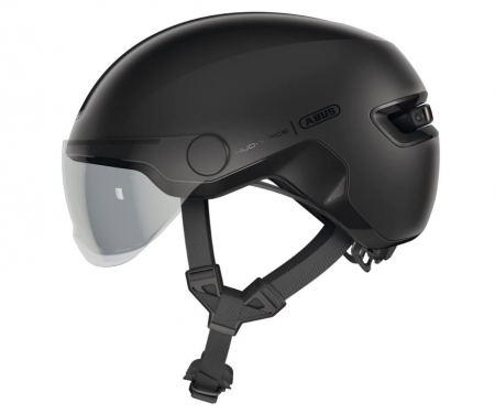 Ciclism - Cască de bicicletă cu vizieră ABUS City HUD-Y ACE, unisex, negru, M 54-58 cm