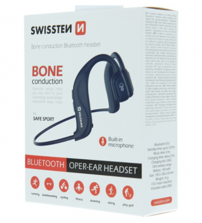 Casti bluetooth Swissten Bone Conduction, Blue [4]