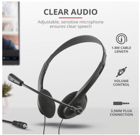 Casti cu microfon Trust Primo Chat, 21665, negru [2]