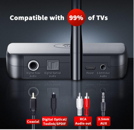 Căști fără fir Makemate BKM200 pentru TV cu transmițător optic Bluetooth, negru [13]