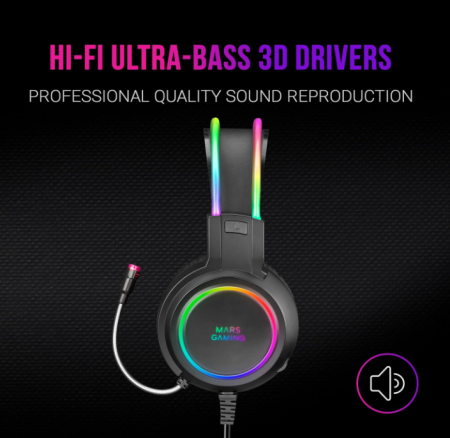 Căști Mars Gaming MHRGB, Chroma RGB Flow, microfon profesional [4]