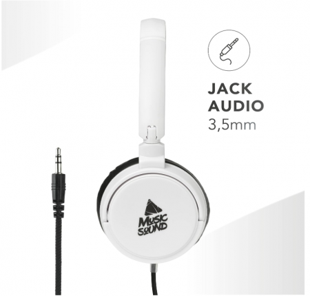 Căști on-ear Music Sound, mufă de 3.5 mm, cablu anti-încurcare de 1.2 m, alb [3]