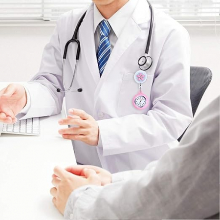 Ceas de buzunar cu rever Vicloon cu husă din silicon pentru medici, paramedici, asistente [7]