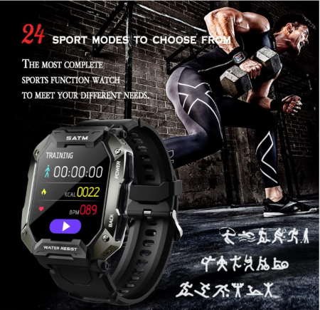 Ceas inteligent pentru bărbați, militar, 1,72 inch (43.6 mm), 5ATM, rezistent la apă [4]