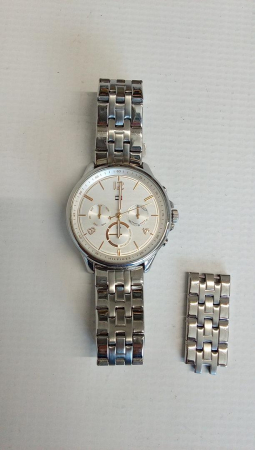 Ceas Tommy Hilfiger pentru femei, cu curat, cronograf, 1782222, alb/argintiu [1]