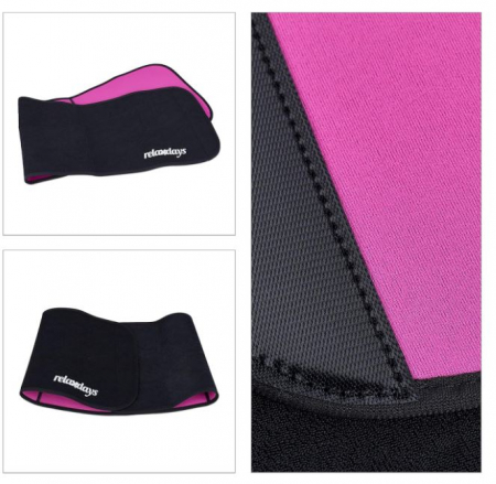 Centura abdominala Relaxdays pentru antrenament cu cerc Hula Hoop, 90 cm, negru/roz [7]