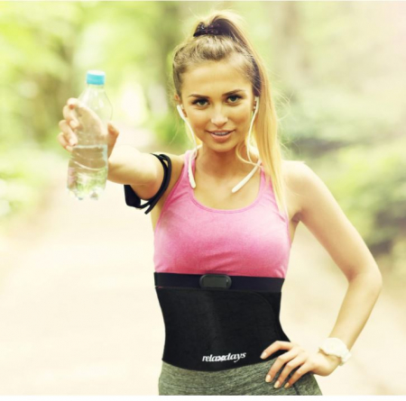 Centura abdominala Relaxdays pentru antrenament cu cerc Hula Hoop, 90 cm, negru/roz [6]