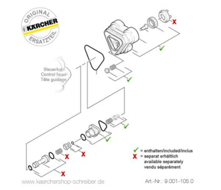 Chiuloasa pentru aparat de spalat cu presiune, cap cilindru, Karcher 9.001-105.0, K2 -> K5 [1]