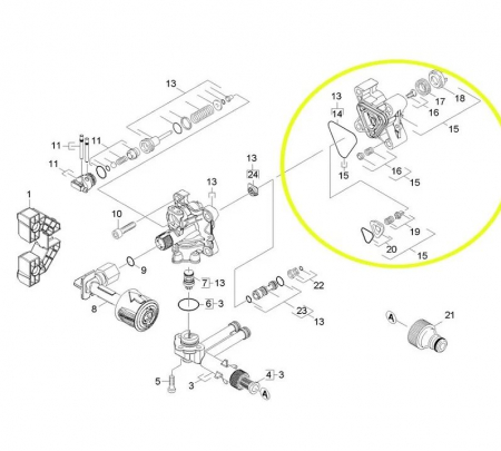 Cap pompa pentru aparat de spalat cu presiune, KARCHER 9.002-456.0, K4, K5 [2]
