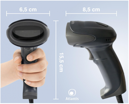 Cititor coduri de bare cu laser Atlantis A08-LS1500, 100 scanări/sec, USB [6]