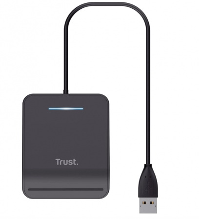 Cititor de carduri inteligent Trust Primo, Smartcard Reader, DNI, FIPS 201, FIPS TAA și ISO 7816 Clasa A, B, C conform, cablu de 100 cm, USB Plug & Play, negru [5]