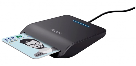 Cititor de carduri inteligent Trust Primo, Smartcard Reader, DNI, FIPS 201, FIPS TAA și ISO 7816 Clasa A, B, C conform, cablu de 100 cm, USB Plug & Play, negru [4]