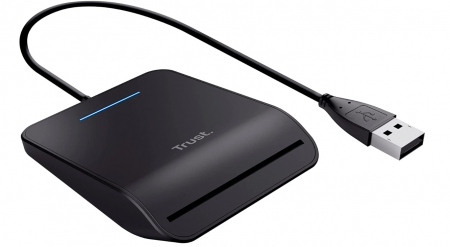 Cititor de carduri inteligent Trust Primo, Smartcard Reader, DNI, FIPS 201, FIPS TAA și ISO 7816 Clasa A, B, C conform, cablu de 100 cm, USB Plug & Play, negru [6]