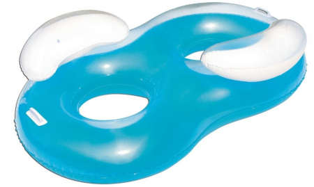 Piscine si accesorii - Colac de inot dublu Bestway 43009, 188 x 117 cm, albastru/alb