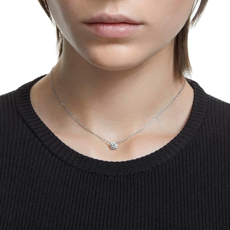 Colier Swarovski Stilla Attract, taietura rotunda, alb, placat cu rodiu [8]