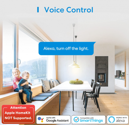 Comutator Wi-Fi meross, necesită cablu neutru, întrerupător de lumină inteligent, compatibil cu Alexa, Asistent Google și SmartThings, 2,4 GHz [2]
