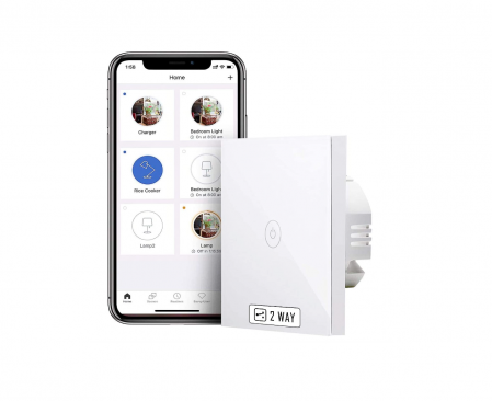 Produse complementare iluminat - Comutator Wi-Fi meross, necesită cablu neutru, întrerupător de lumină inteligent, compatibil cu Alexa, Asistent Google și SmartThings, 2,4 GHz