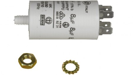 Accesorii si piese masini spalat rufe si uscatoare - Condensator pornire motor pentru masina de spalat, universal, 450 V, 8 µF, 481981729146