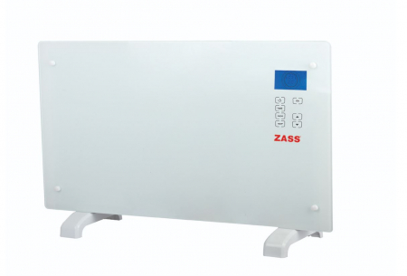 Produse RESIGILATE Zass, Sero si Trisa - Convector electric de podea Zass ZKG 01 White, putere 2000 W, Suprafata de sticla, Touch screen, Negru