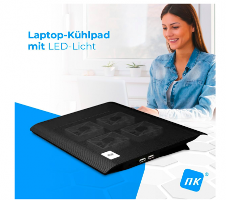 Cooler portabil pentru laptop NK, 12-17 inch, 4 ventilatoare, 2 porturi USB [2]