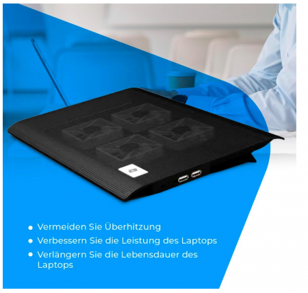 Cooler portabil pentru laptop NK, 12-17 inch, 4 ventilatoare, 2 porturi USB [3]