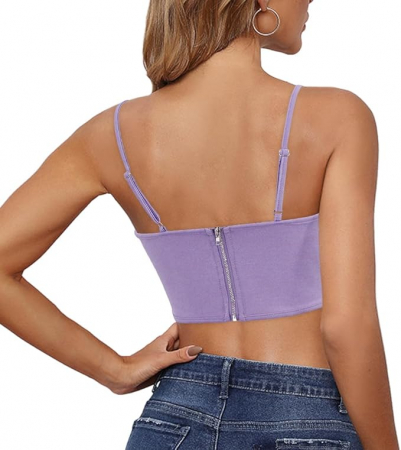 Corset cu strasuri pentru femei Naimo, sexy, cu bretele, violet, M [3]
