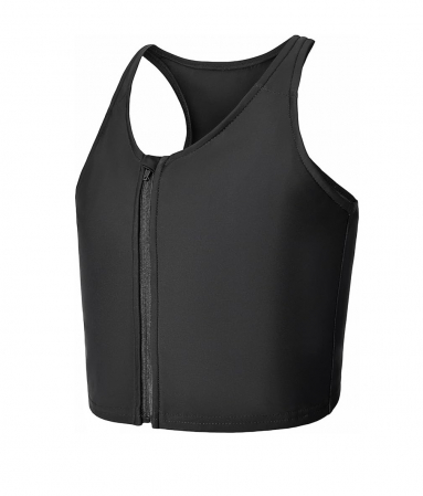 Corset transgender Wonababi Chest Binder, cu fermoar central, negru, XXL [0]