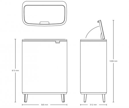 Cos de gunoi Brabantia Bo Touch Bin HI, 60L, negru mat [4]