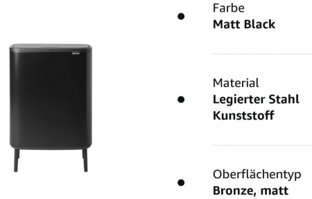 Cos de gunoi Brabantia Bo Touch Bin HI, 60L, negru mat [5]
