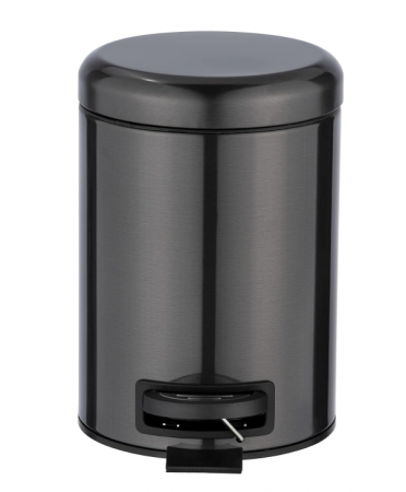 Coș de gunoi cu capac și pedală WENKO, pentru baie, oțel inoxidabil, negru [3]
